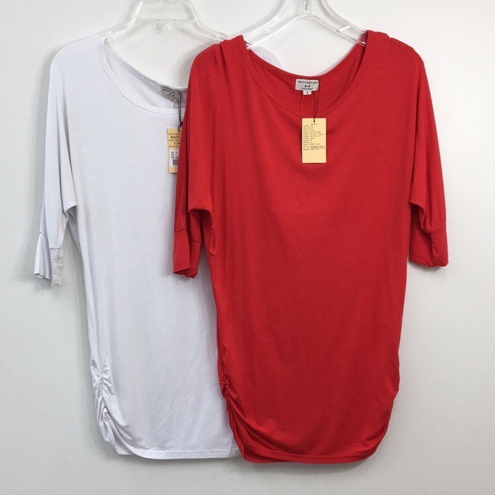 Matchstick Women's Dolman Sleeve Top Bundle Red and White Size S NEW With Tags